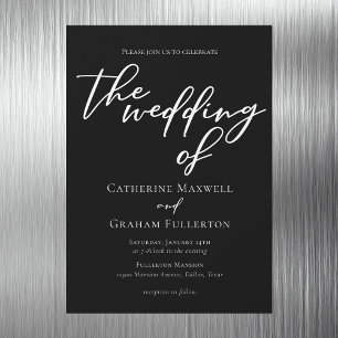 Simple Black White Typography Chic Winter Wedding Magnetische Uitnodiging