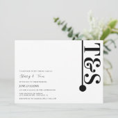 Simple Black White Typography Line Logo Wedding Kaart (Staand voorkant)