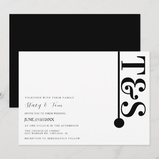 Simple Black White Typography Line Logo Wedding Kaart (Voorkant / Achterkant)