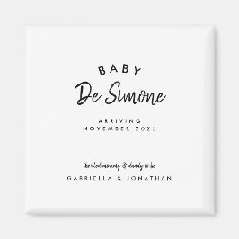 Simple Black White Typogrpahy Pregnancy Magneet