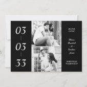 Simple Black & White Ultra Modern 2 Photos Collage Save The Date (Voorkant)