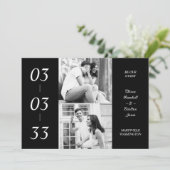 Simple Black & White Ultra Modern 2 Photos Collage Save The Date (Staand voorkant)