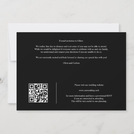 Simple Black & White Ultra Modern 2 Photos Collage Save The Date (Achterkant)