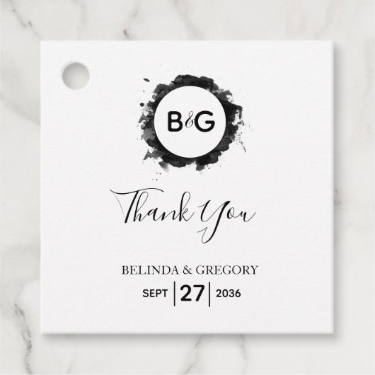 Simple Black White Weddenschap Gift Bedankjes Labels (Voorkant)