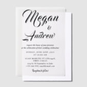 Simple Black & White wedding  Overlay Vellum Invit Uitnodigingen (Offset)