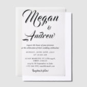 Simple Black & White wedding  Overlay Vellum Invit Vellum Uitnodigingen (Offset)