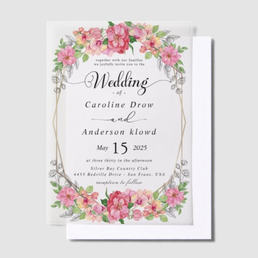 Simple Black & White wedding  Overlay Vellum Uitnodigingen (Offset)