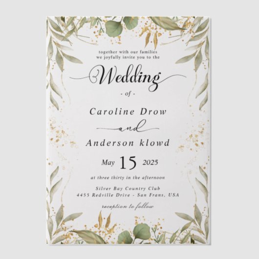 Simple Black & White wedding  Overlay Vellum Uitnodigingen (Voorkant)