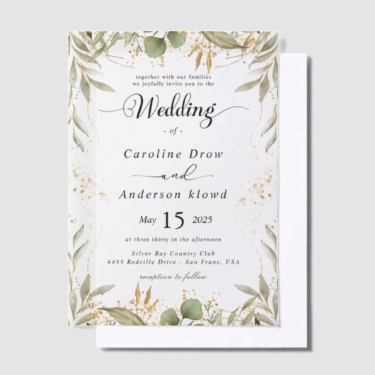 Simple Black & White wedding  Overlay Vellum Uitnodigingen (Offset)