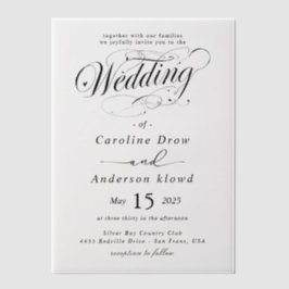 Simple Black & White wedding  Overlay Vellum Uitnodigingen