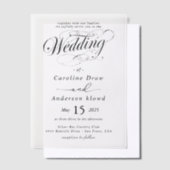 Simple Black & White wedding  Overlay Vellum Uitnodigingen (Offset)
