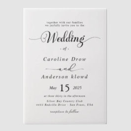 Simple Black & White wedding  Overlay Vellum Uitnodigingen