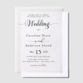 Simple Black & White wedding  Overlay Vellum Uitnodigingen (Offset)