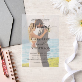 Simple Black & White wedding  Overlay Vellum Uitnodigingen