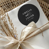 Simple Black & White Wedding Ronde Sticker