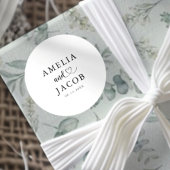 Simple Black & White Wedding  Ronde Sticker