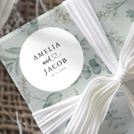 Simple Black & White Wedding Ronde Sticker