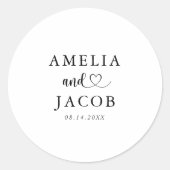Simple Black & White Wedding Ronde Sticker (Voorkant)