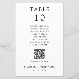Simple Black White Wedding Seating Chart QR Code