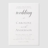 Simple Black & White wedding Vellum Overlay Uitnodigingen (Voorkant)