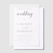 Simple Black & White wedding Vellum Overlay Vellum Uitnodigingen (Offset)