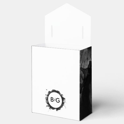 Simple Black White Wedding Waterverf Bedankdoosjes (Geopend)