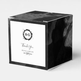 Simple Black White Wedding Waterverf Bedankdoosjes