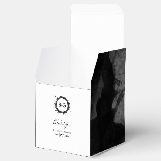 Simple Black White Wedding Waterverf Bedankdoosjes (Geopend)