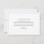 Simple Black & White Weduwfoto Bedankkaart (Achterkant)