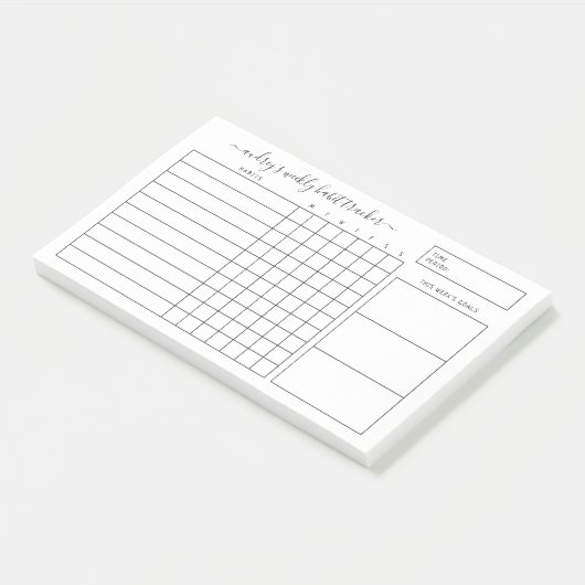 Simple Black White Weekly Habit Tracker Post-it® Notes (Schuin)
