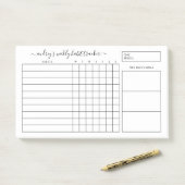 Simple Black White Weekly Habit Tracker Post-it® Notes (Op bureau)