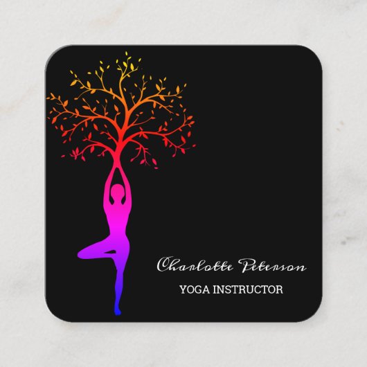 Simple Black Yoga Instructor Visitekaartje (Voorkant)