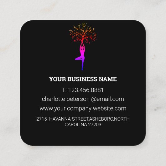 Simple Black Yoga Instructor Visitekaartje (Achterkant)