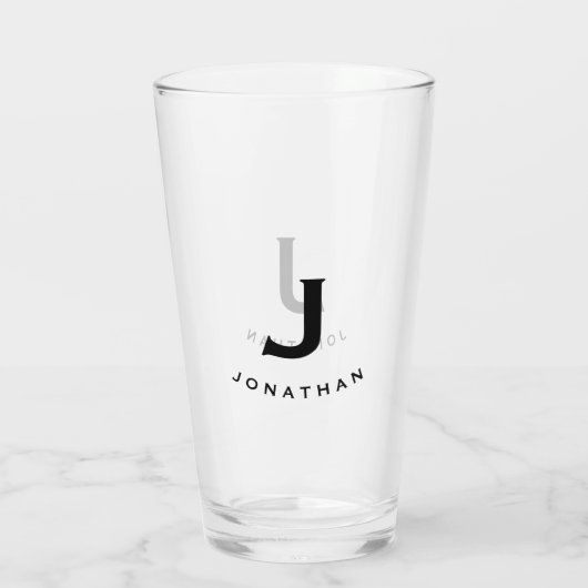 Simple Block Monogram Initiaal & Name Glas (Achterkant)