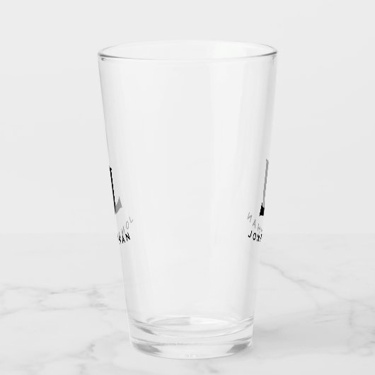 Simple Block Monogram Initiaal & Name Glas (Links)