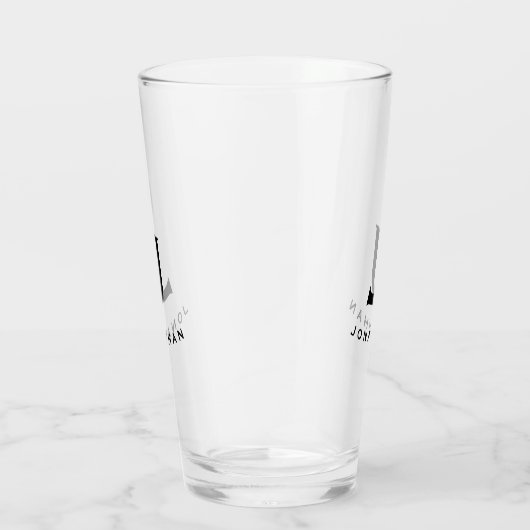 Simple Block Monogram Initiaal & Name Glas (Rechts)