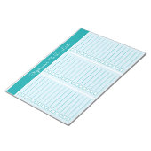 Simple Blocks Teal 8.5x11 Three Column Checklist Notitieblok (Schuin)