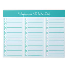 Simple Blocks Teal 8.5x11 Three Column Checklist Notitieblok