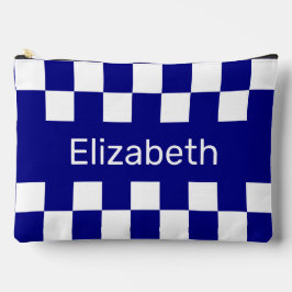 Simple Blue and White Checkerboard Pattern Name Etui