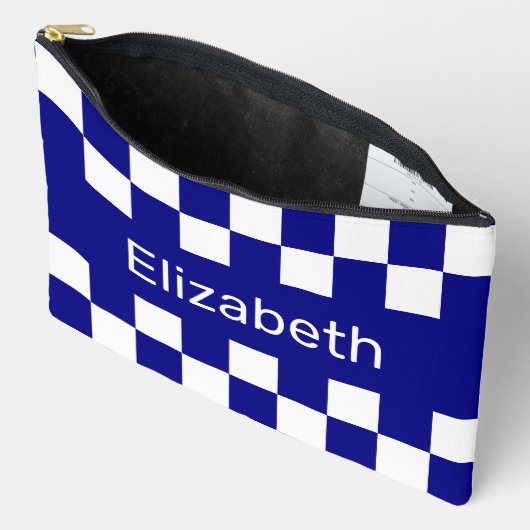 Simple Blue and White Checkerboard Pattern Name Etui (Open)