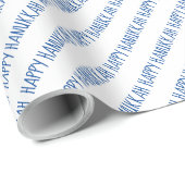 Simple Blue and White Happy Hanukkah Script Cadeaupapier (Rol Hoek)