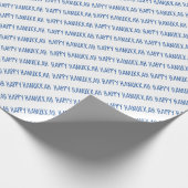 Simple Blue and White Happy Hanukkah Script Cadeaupapier (Hoek)