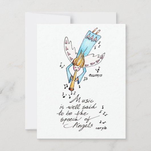 Simple Blue Angel met Trumpet Notitiekaartje (Voorkant)