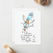 Simple Blue Angel met Trumpet Notitiekaartje (Voorkant / Achterkant in situ)
