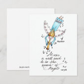 Simple Blue Angel met Trumpet Notitiekaartje (Voorkant / Achterkant)