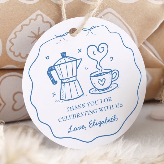 Simple Blue Baby Is Brewing Thank You Bedankjes Labels