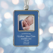 Simple Blue Baby Newborn Photo Keepomwille Gift Verzilverd Omlijst Ornament