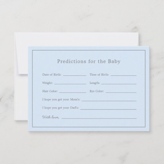 Simple Blue Baby shower Boy Baby Predictions Kaart (Voorkant)