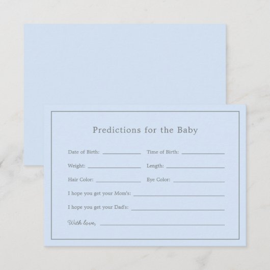 Simple Blue Baby shower Boy Baby Predictions Kaart (Voorkant / Achterkant)