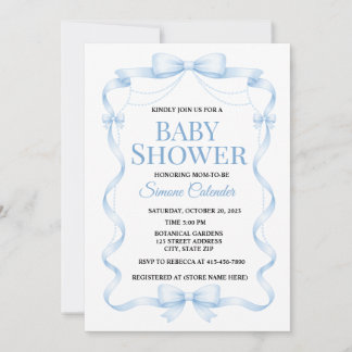 Simple Blue Baby Shower Invitation Kaart
